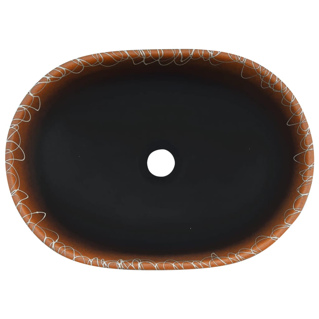 Lavabo da Appoggio Nero e Arancione Ovale 47x33x13 cm Ceramica - homemem39