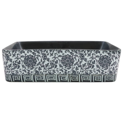 Lavabo Appoggio Nero e Blu Rettangolare 46x35,5x13 cm Ceramica - homemem39