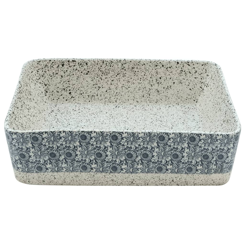 Lavabo Appoggio Grigio e Blu Rettangolare 46x35,5x13cm Ceramica - homemem39