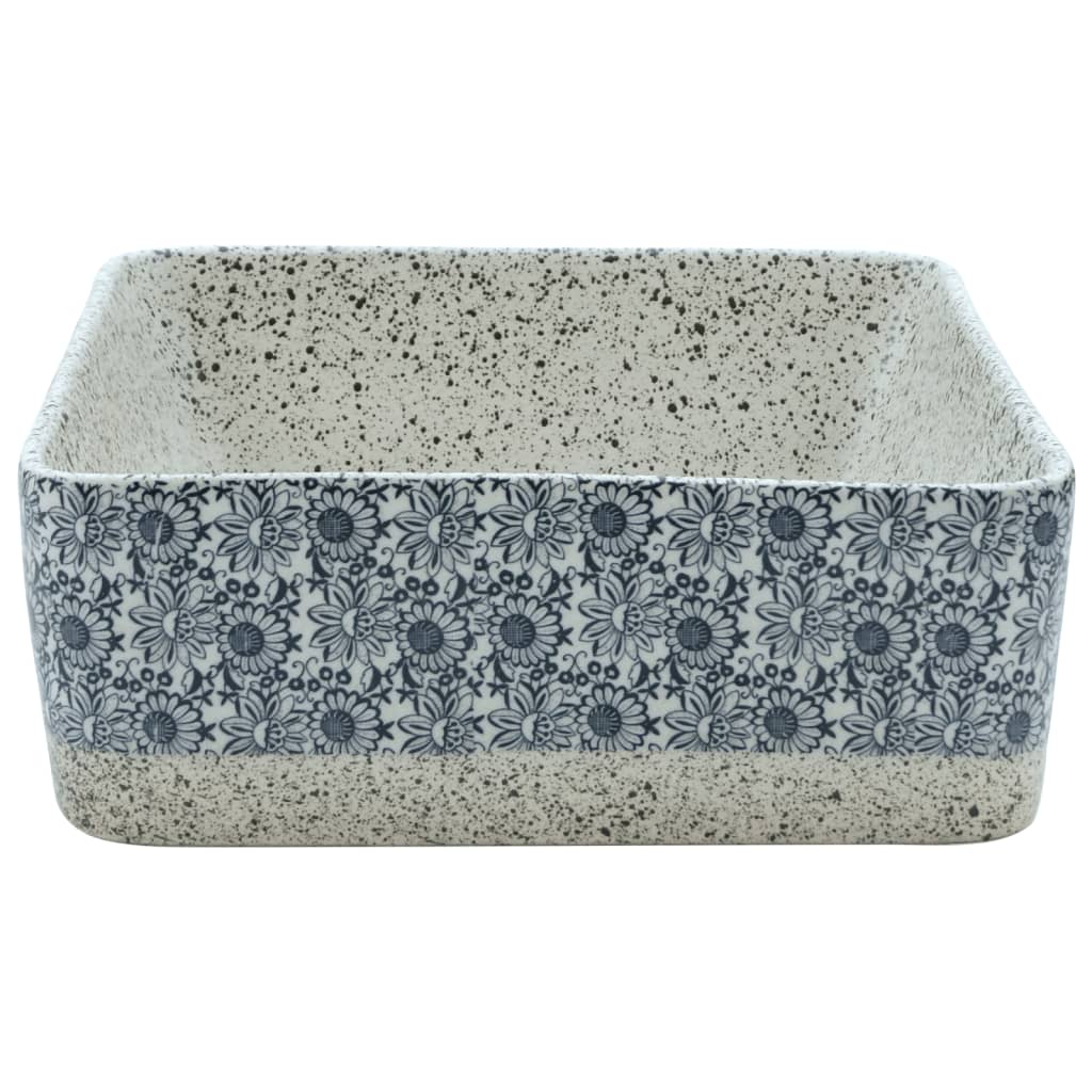 Lavabo Appoggio Grigio e Blu Rettangolare 46x35,5x13cm Ceramica