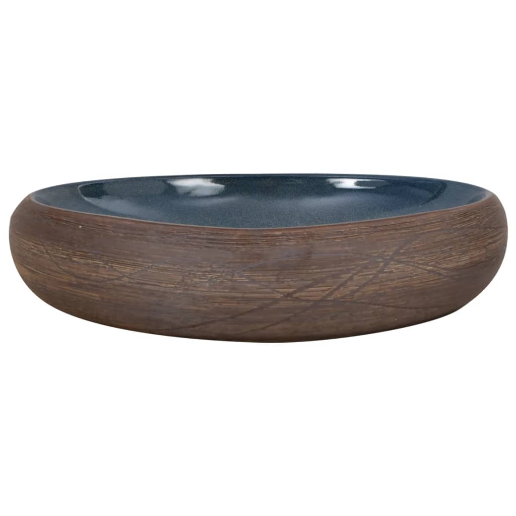 Lavabo da Appoggio Marrone e Blu Ovale 59x40x15 cm Ceramica - homemem39
