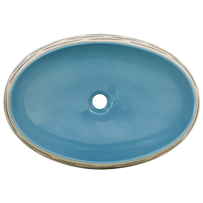 Lavabo da Appoggio Multicolore Ovale 59x40x15 cm Ceramica - homemem39