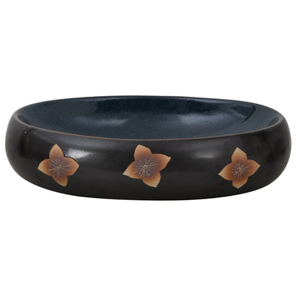 Lavabo da Appoggio Nero e Blu Ovale 59x40x15 cm Ceramica - homemem39
