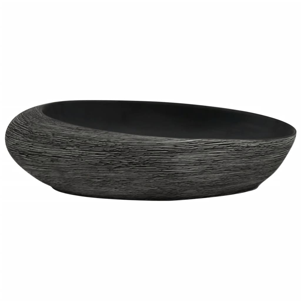 Lavabo da Appoggio Grigio e Nero Ovale 59x40x14 cm Ceramica - homemem39