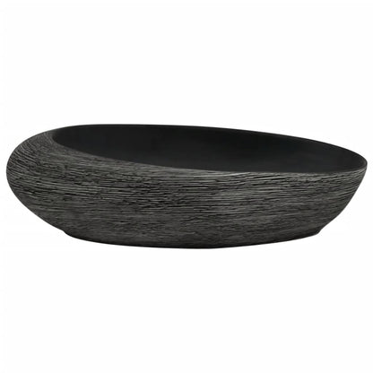 Lavabo da Appoggio Grigio e Nero Ovale 59x40x14 cm Ceramica - homemem39