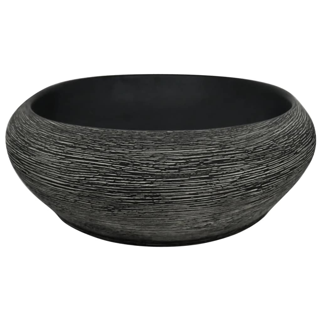 Lavabo da Appoggio Grigio e Nero Ovale 59x40x14 cm Ceramica - homemem39