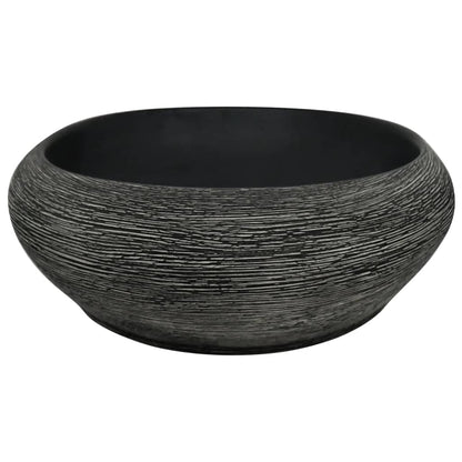 Lavabo da Appoggio Grigio e Nero Ovale 59x40x14 cm Ceramica - homemem39