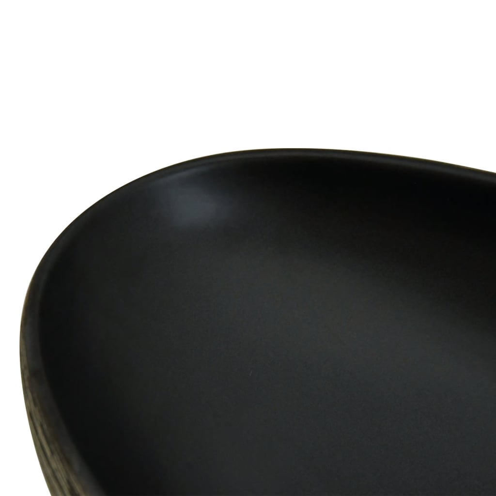 Lavabo da Appoggio Grigio e Nero Ovale 59x40x14 cm Ceramica - homemem39