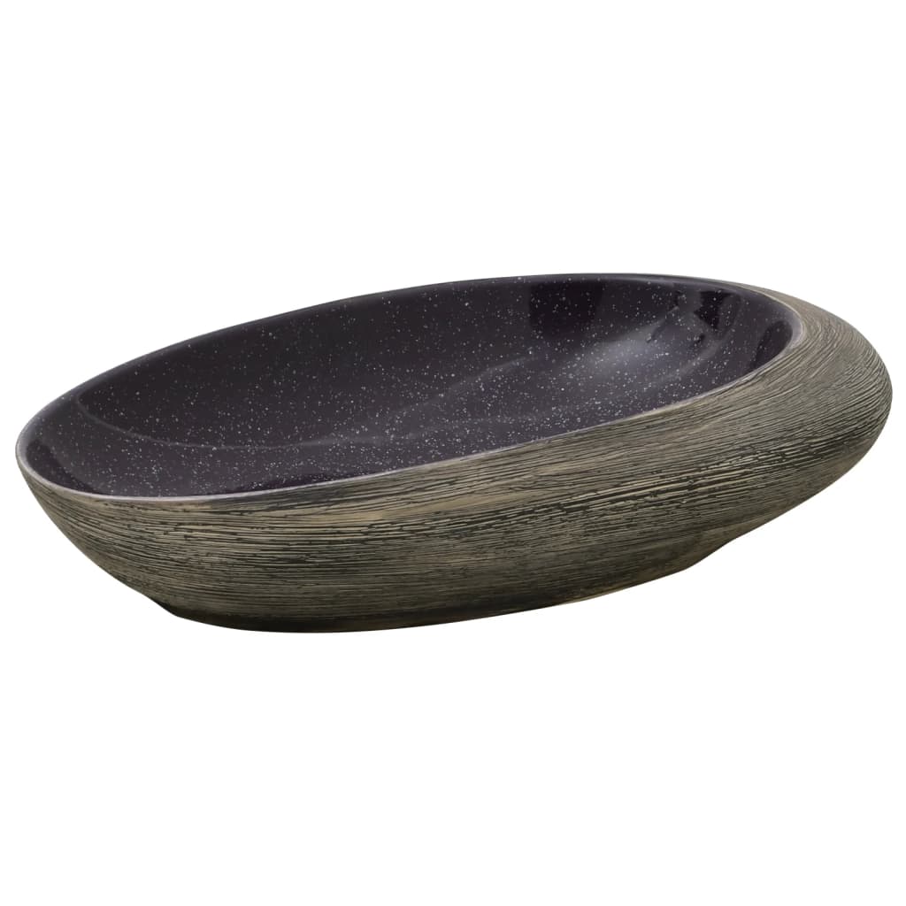 Lavabo da Appoggio Viola e Grigio Ovale 59x40x14 cm Ceramica - homemem39