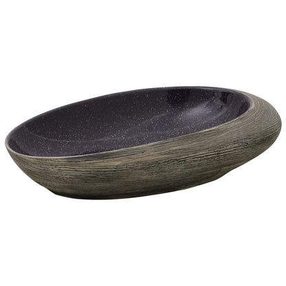 Lavabo da Appoggio Viola e Grigio Ovale 59x40x14 cm Ceramica - homemem39