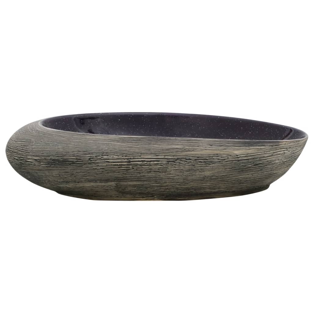 Lavabo da Appoggio Viola e Grigio Ovale 59x40x14 cm Ceramica - homemem39