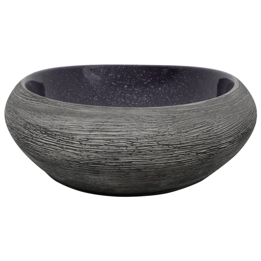 Lavabo da Appoggio Viola e Grigio Ovale 59x40x14 cm Ceramica - homemem39