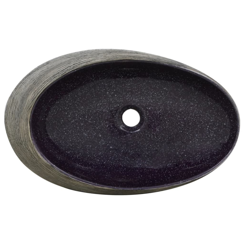 Lavabo da Appoggio Viola e Grigio Ovale 59x40x14 cm Ceramica - homemem39