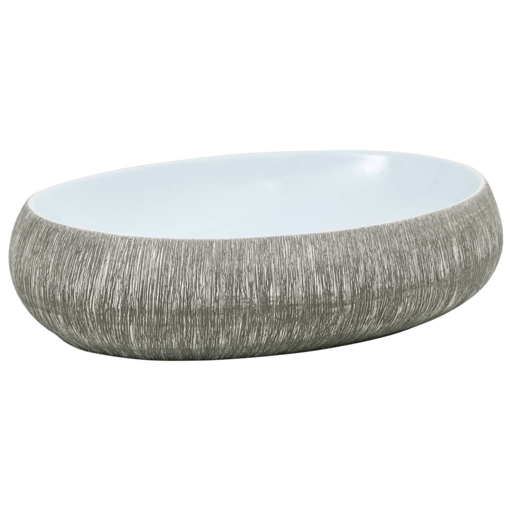 Lavabo da Appoggio Grigio e Blu Ovale 59x40x15 cm Ceramica - homemem39