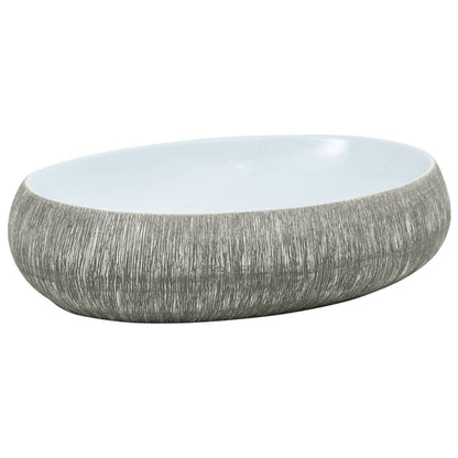 Lavabo da Appoggio Grigio e Blu Ovale 59x40x15 cm Ceramica - homemem39