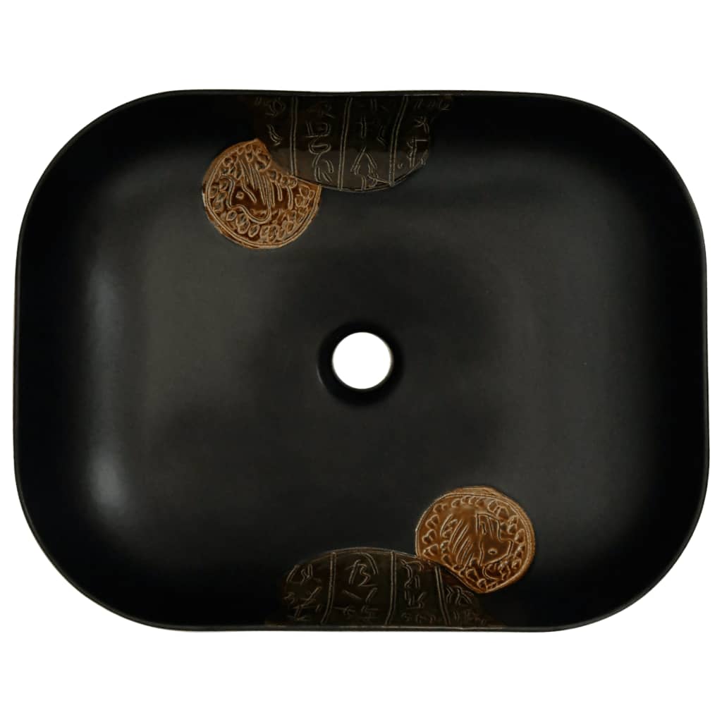 Lavabo da Appoggio Nero Rettangolare 48x37,5x13,5 cm Ceramica - homemem39