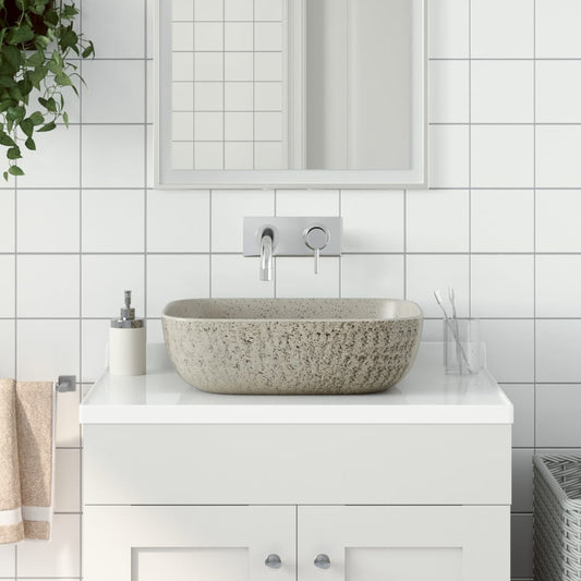 Lavabo da Appoggio Grigio Rettangolare 48x37,5x13,5 cm Ceramica - homemem39