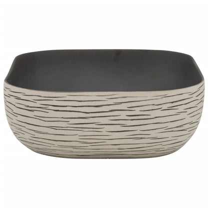 Lavabo Appoggio Grigio Nero Rettangolare 48x37,5x13,5 Ceramica - homemem39