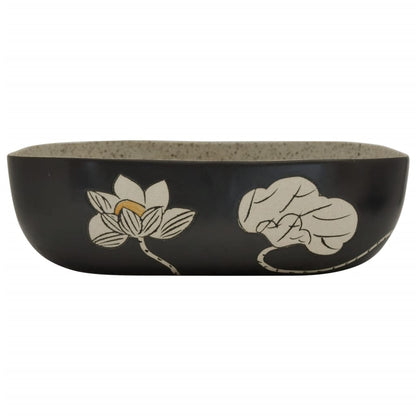Lavabo Appoggio Grigio Nero Rettangolare 48x37,5x13,5 Ceramica - homemem39