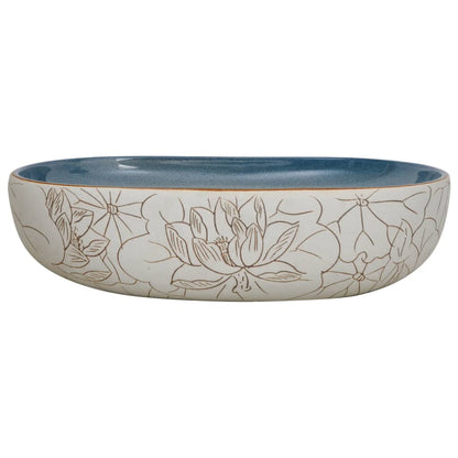 Lavabo da Appoggio Sabbia e Blu Ovale 59x40x14 cm Ceramica - homemem39