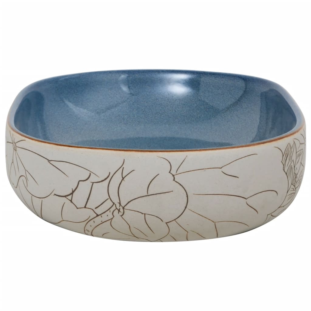 Lavabo da Appoggio Sabbia e Blu Ovale 59x40x14 cm Ceramica - homemem39
