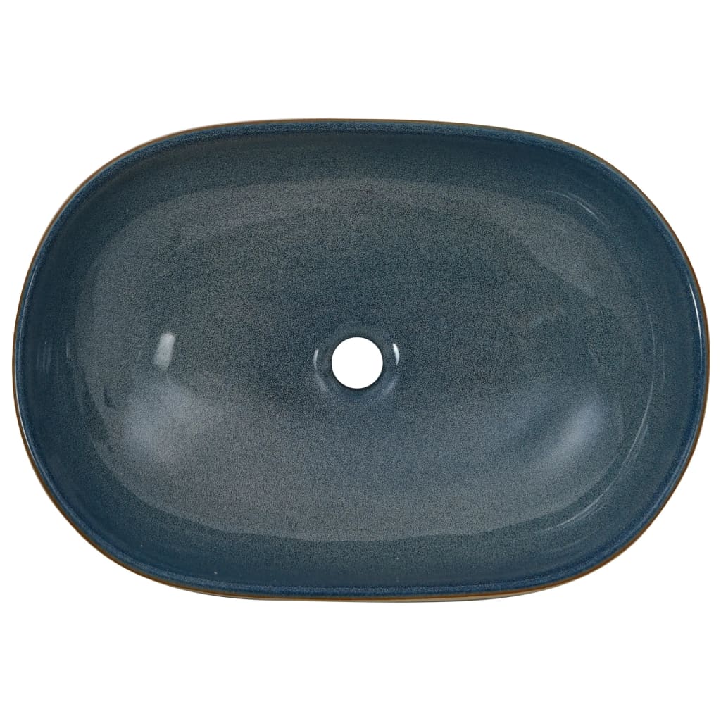 Lavabo da Appoggio Sabbia e Blu Ovale 59x40x14 cm Ceramica - homemem39
