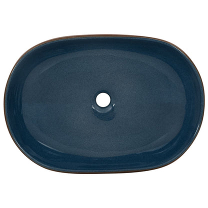 Lavabo da Appoggio Marrone e Blu Ovale 59x40x14 cm Ceramica - homemem39