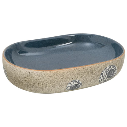 Lavabo da Appoggio Sabbia e Blu Ovale 59x40x14 cm Ceramica - homemem39