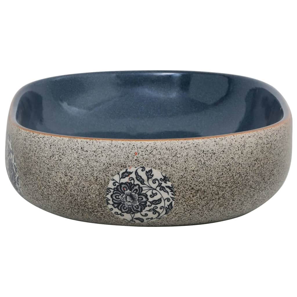 Lavabo da Appoggio Sabbia e Blu Ovale 59x40x14 cm Ceramica - homemem39