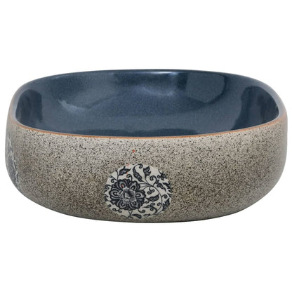 Lavabo da Appoggio Sabbia e Blu Ovale 59x40x14 cm Ceramica - homemem39