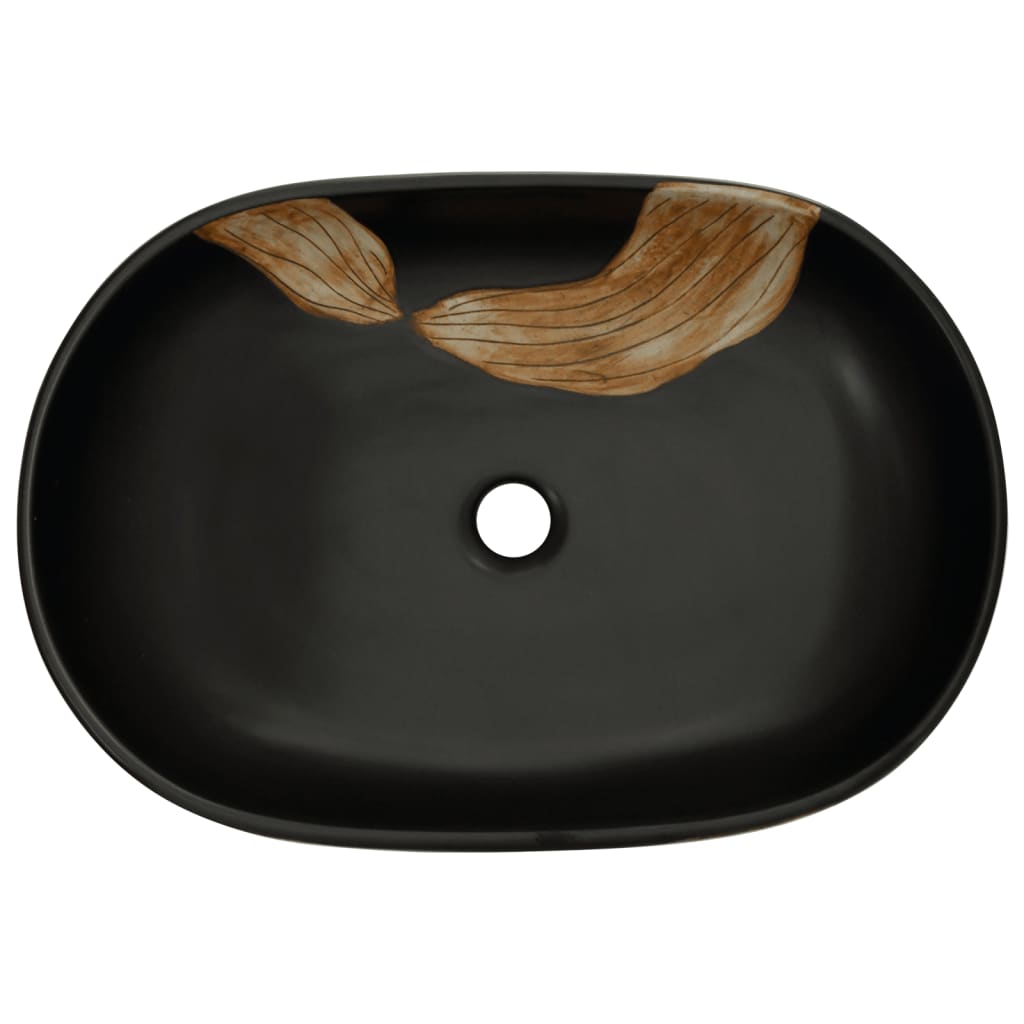 Lavabo da Appoggio Nero Ovale 59x40x14 cm Ceramica - homemem39