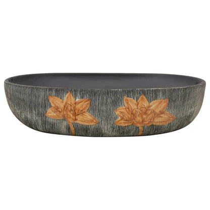 Lavabo da Appoggio Grigio e Nero Ovale 59x40x14 cm Ceramica - homemem39