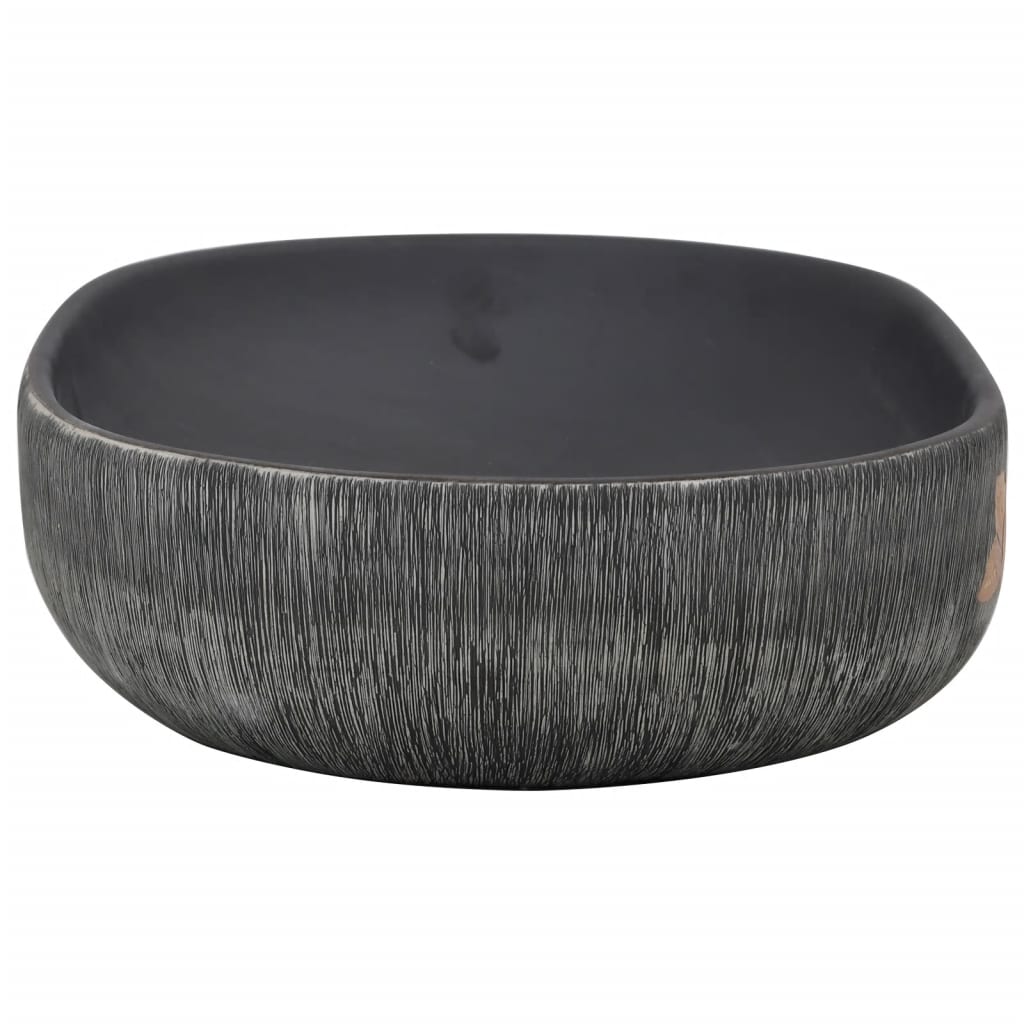 Lavabo da Appoggio Grigio e Nero Ovale 59x40x14 cm Ceramica - homemem39
