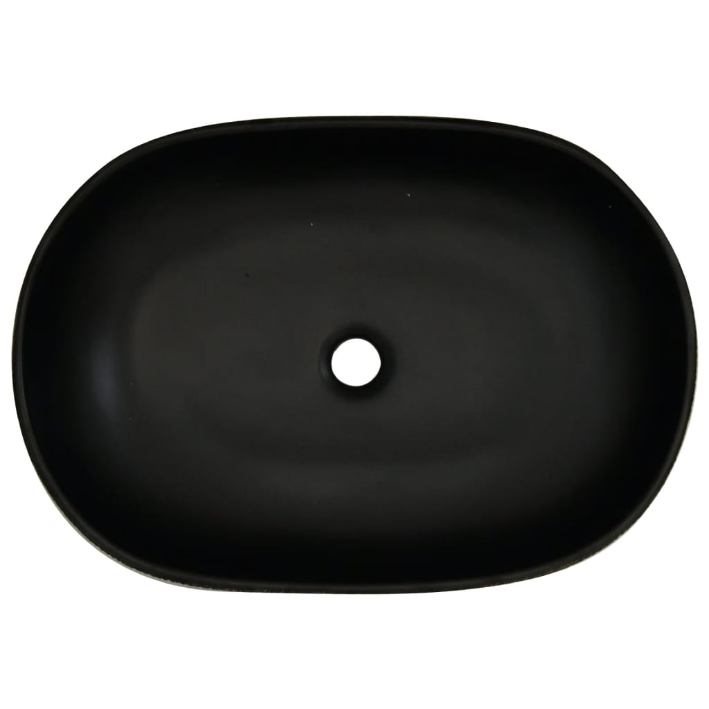 Lavabo da Appoggio Grigio e Nero Ovale 59x40x14 cm Ceramica - homemem39