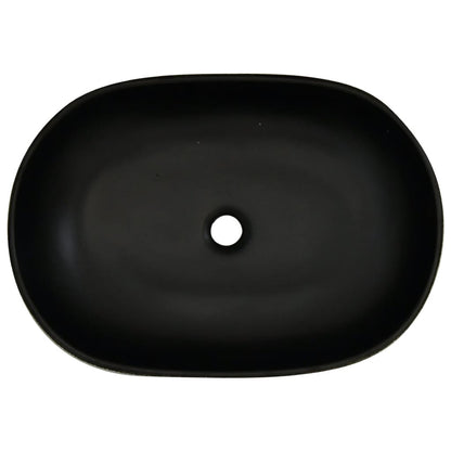 Lavabo da Appoggio Grigio e Nero Ovale 59x40x14 cm Ceramica - homemem39