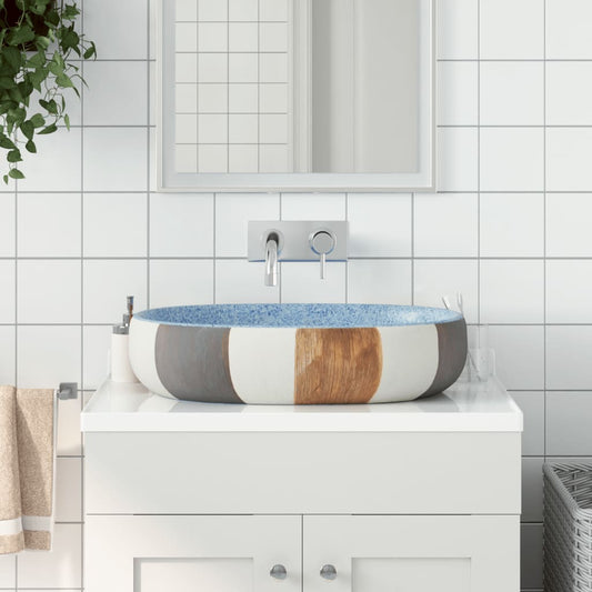 Lavabo da Appoggio Multicolore Ovale 59x40x14 cm Ceramica - homemem39