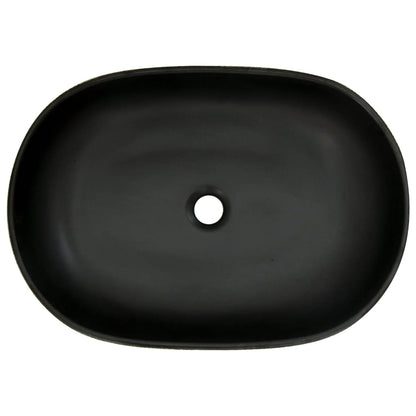 Lavabo da Appoggio Grigio e Nero Ovale 59x40x14 cm Ceramica - homemem39