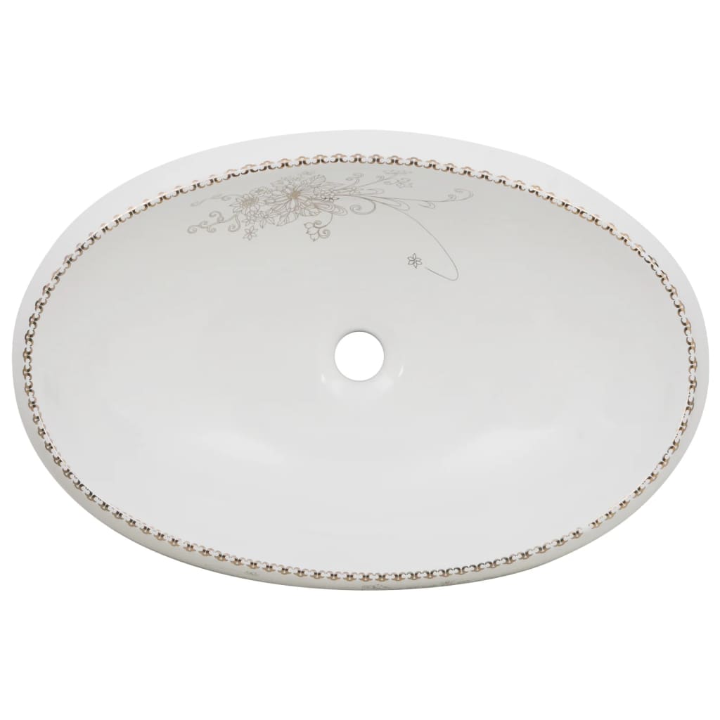 Lavabo da Appoggio Bianco Ovale 59x40x15 cm Ceramica - homemem39