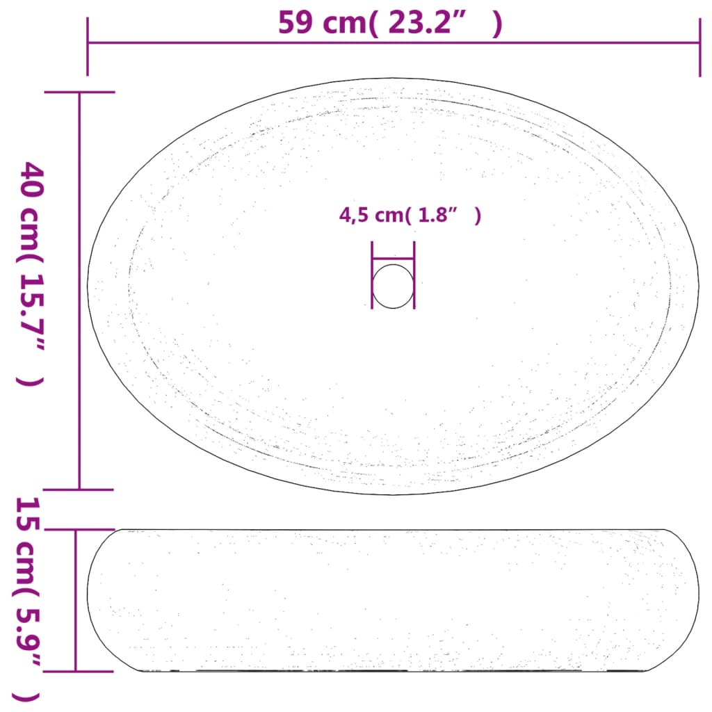 Lavabo da Appoggio Bianco Ovale 59x40x15 cm Ceramica - homemem39