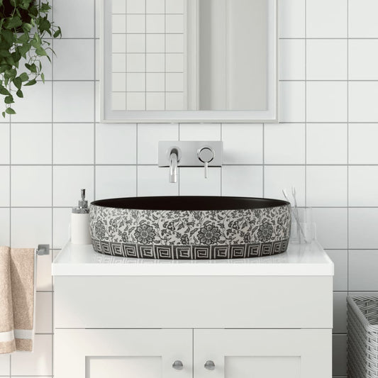 Lavabo da Appoggio Nero e Blu Ovale 56,5x36,5x13,5 cm Ceramica - homemem39