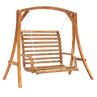 Panca a Dondolo in Legno Massello di Abete con Finitura in Teak - homemem39