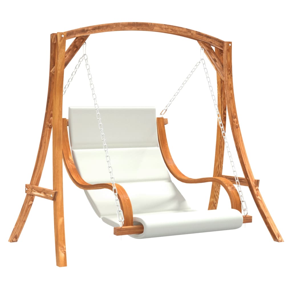 Sedia a Dondolo con Cuscino Massello di Abete Finitura in Teak - homemem39