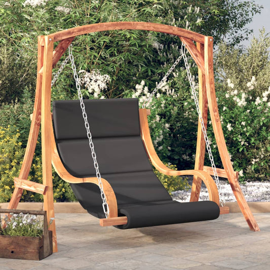 Sedia a Dondolo con Cuscino Massello di Abete Finitura in Teak - homemem39