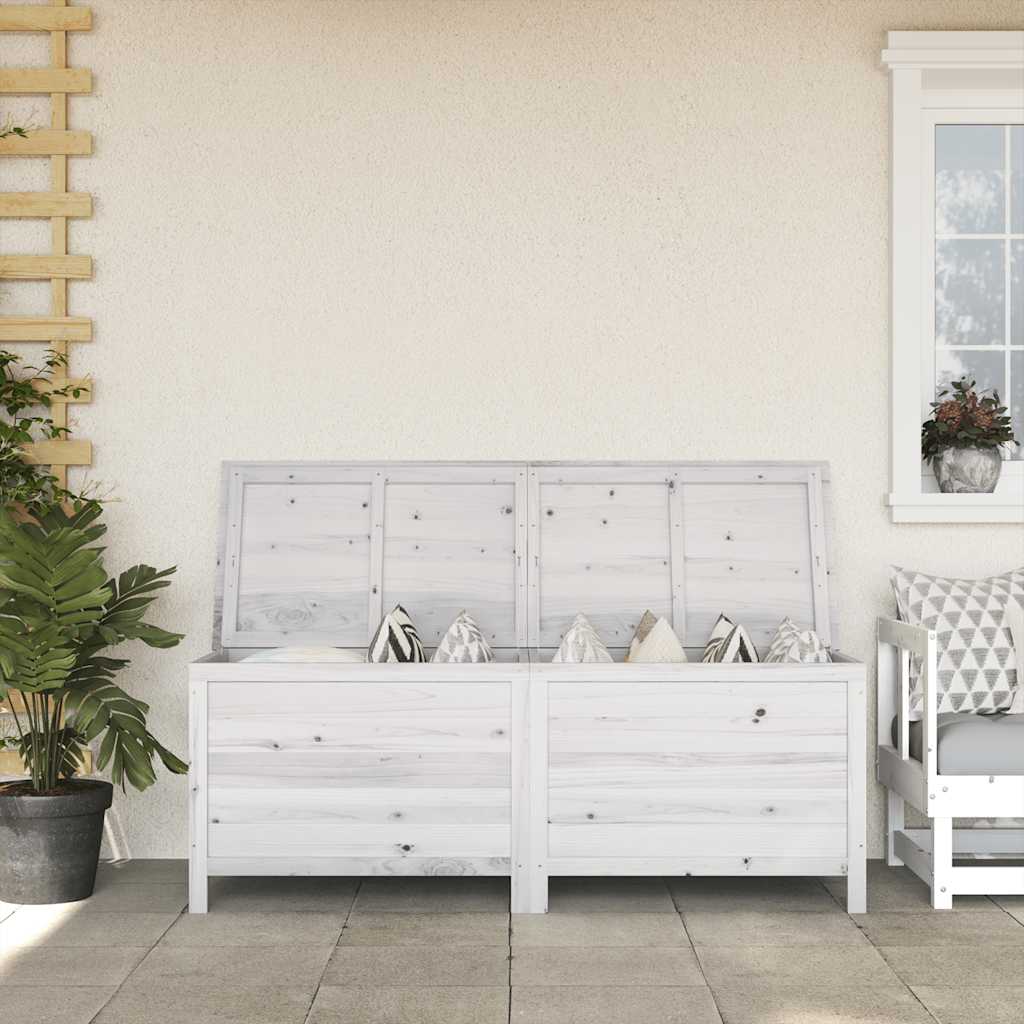 Contenitore Giardino Bianco 150x50x56,5 cm Legno Massello Abete | homemem39