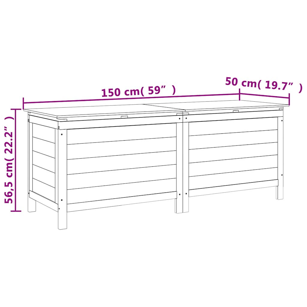 Contenitore da Giardino Antracite 150x50x56,5 cm Massello Abete | homemem39