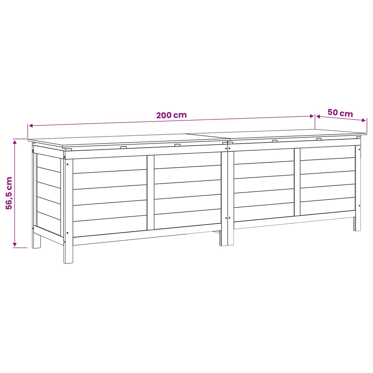 Contenitore da Giardino 198,5x50x56,5cm Legno Massello di Abete