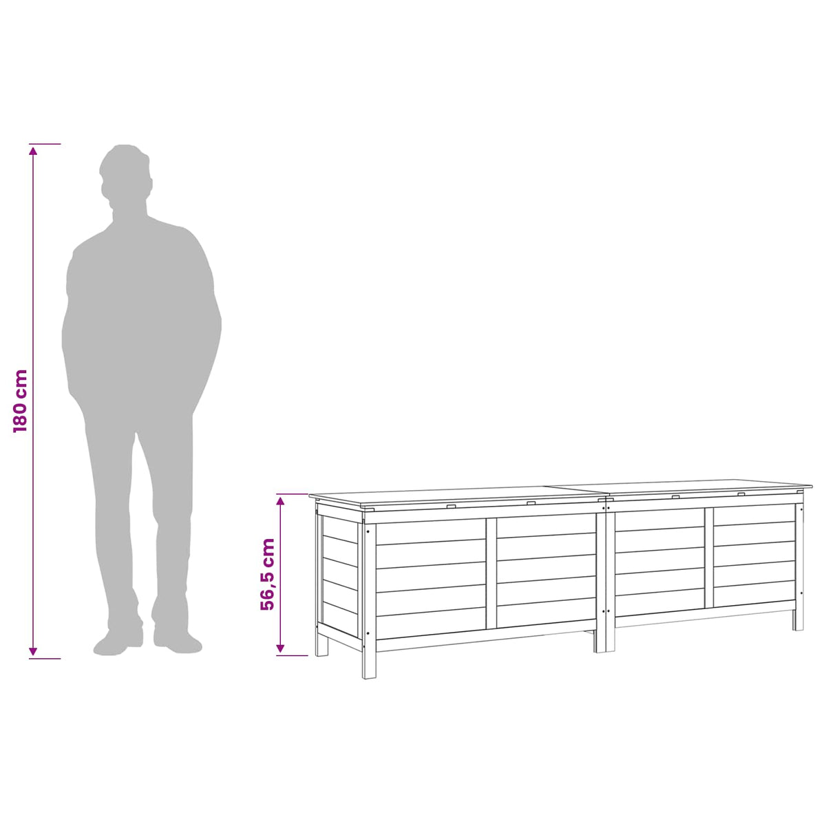 Contenitore da Giardino Marrone 198,5x50x56,5 cm Massello Abete