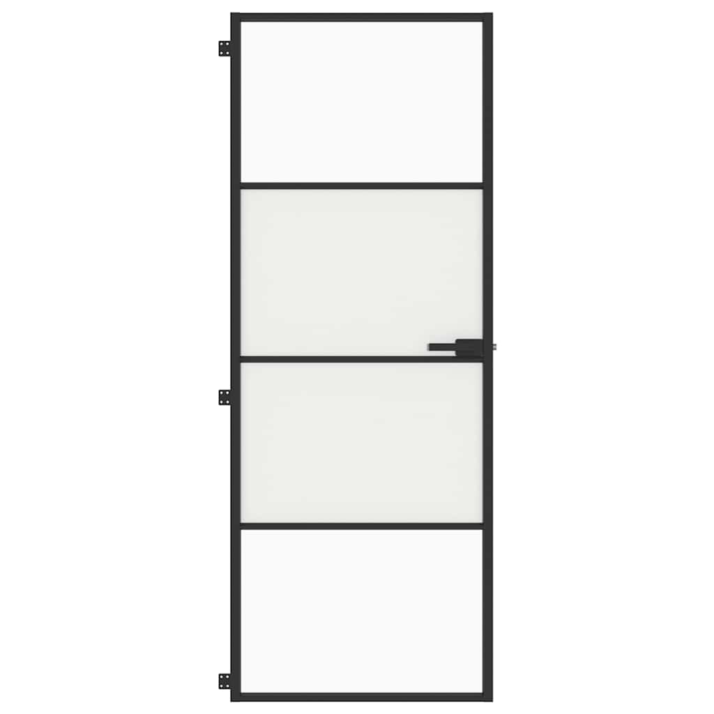 Porta per Interni Nera 76x201,5cm Vetro Temperato e Alluminio | homemem39