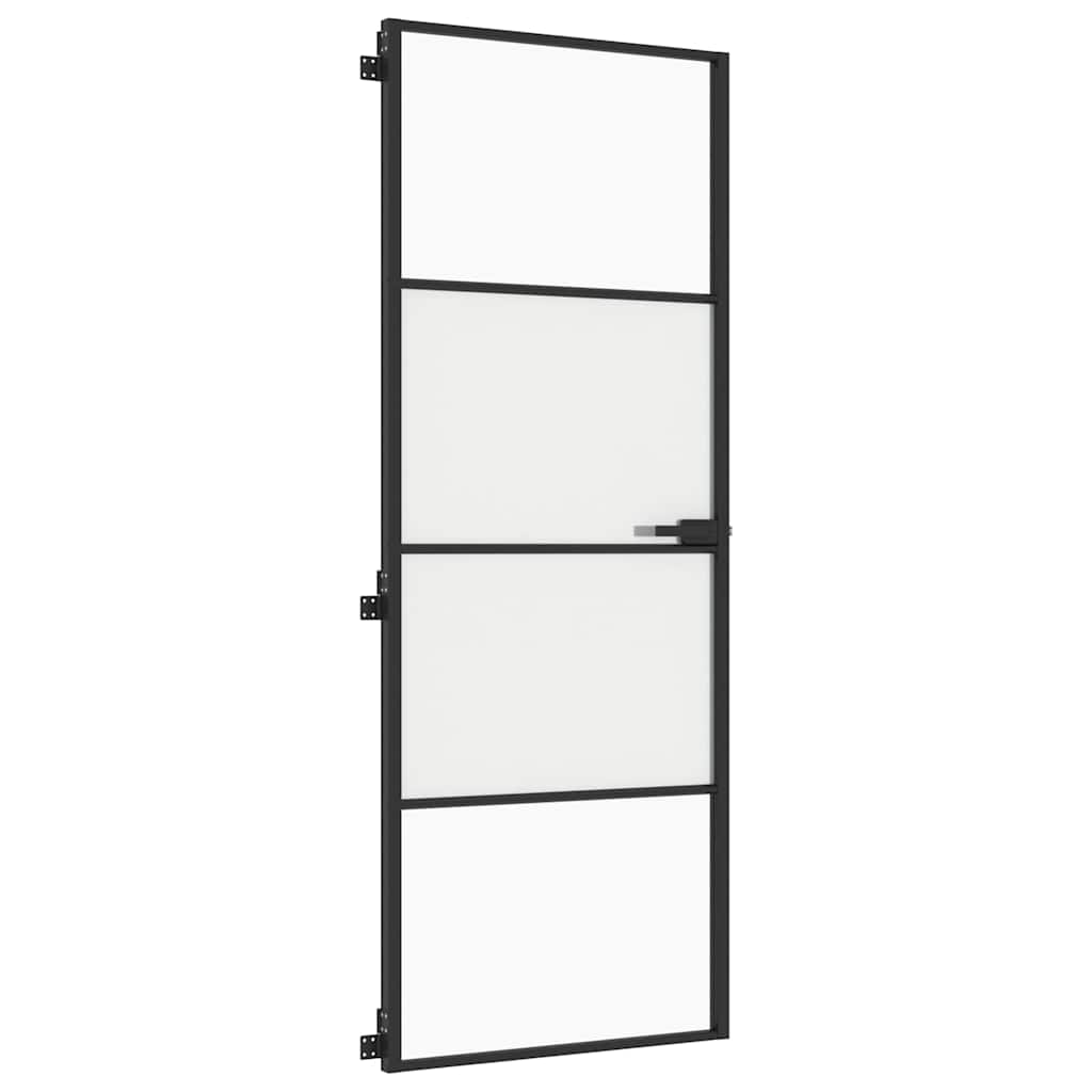 Porta per Interni Nera 76x201,5cm Vetro Temperato e Alluminio | homemem39