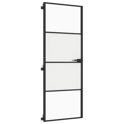 Porta per Interni Nera 76x201,5cm Vetro Temperato e Alluminio | homemem39